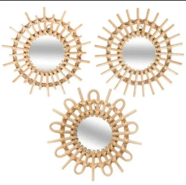 Pack 3 espelhos redondos de vime