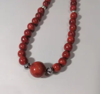 Conjunto Collar y Pendientes Coral Rojo