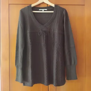 Jersey marrón mujer cuello pico