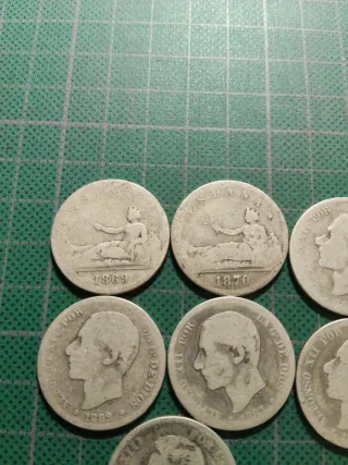 7 monedas 2 pesetas PLATA distintos años