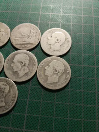 7 monedas 2 pesetas PLATA distintos años