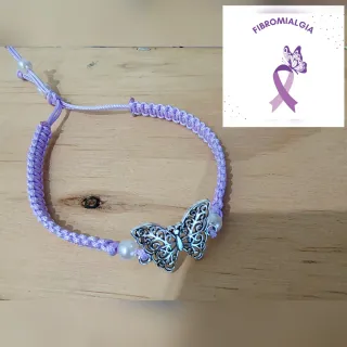 Pulsera Fibromialgia Mariposa Lila