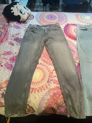 2 Pantalones Vaqueros Zara Azul y Gris