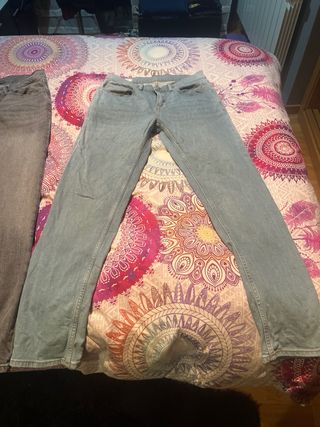 2 Pantalones Vaqueros Zara Azul y Gris