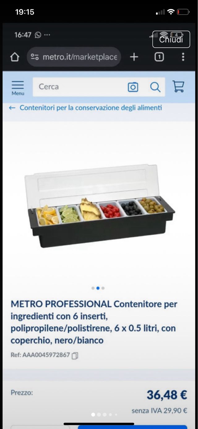 Porta condimenti METRO PROFESSIONAL 6 vaschette
