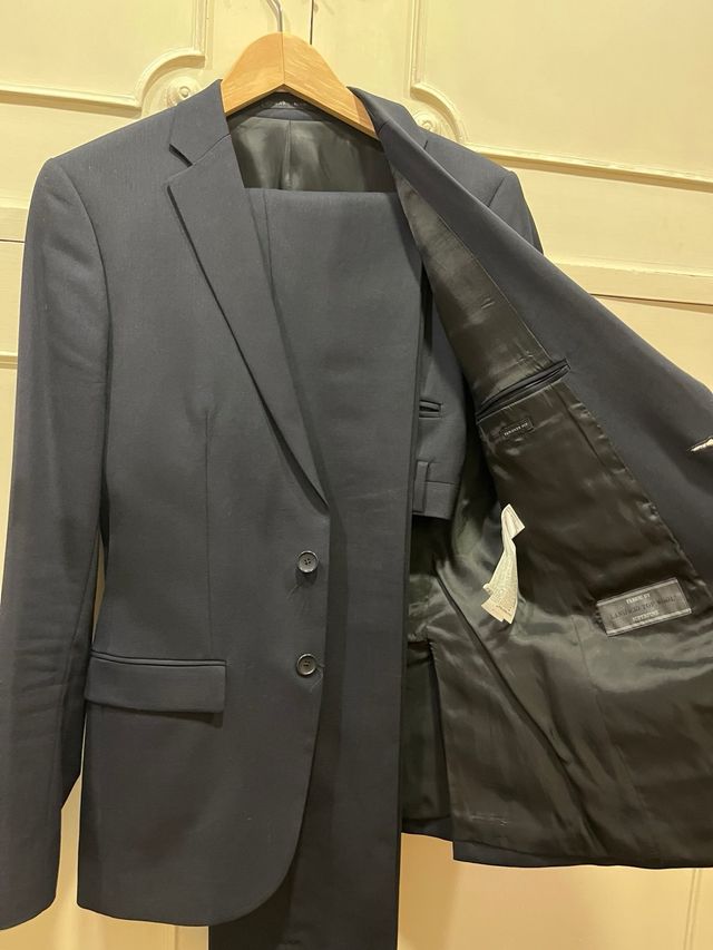 Traje Zara Azul Marino Chaqueta 46 Pantalón 38