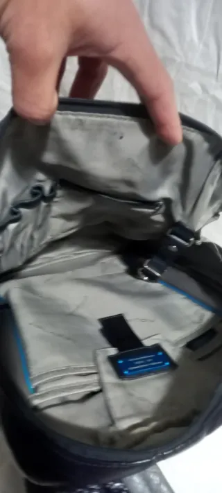 Zaino Piquadro Pelle Blu/Grigio