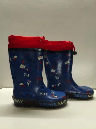 Botas de agua azules y rojas talla 28