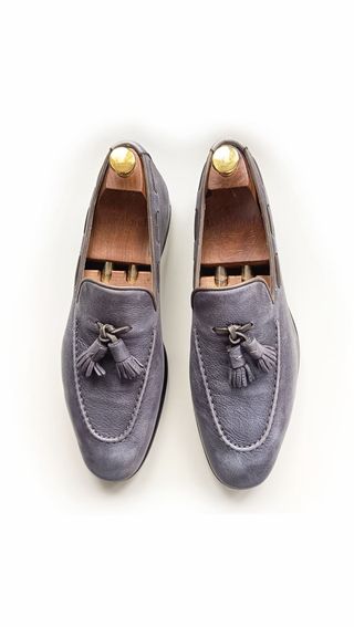 Mocassini Santoni Pelle Grigio Taglia 42
