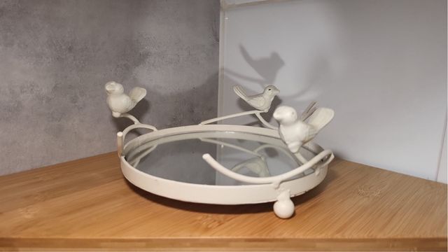 Bandeja espejo decorativa pájaros