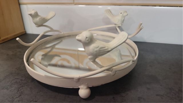 Bandeja espejo decorativa pájaros