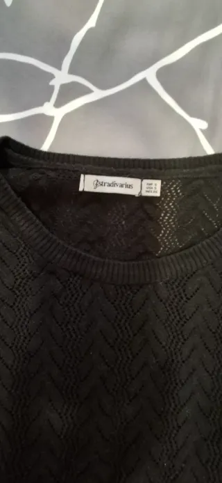 Jersey calado negro manga 3/4 t. S.