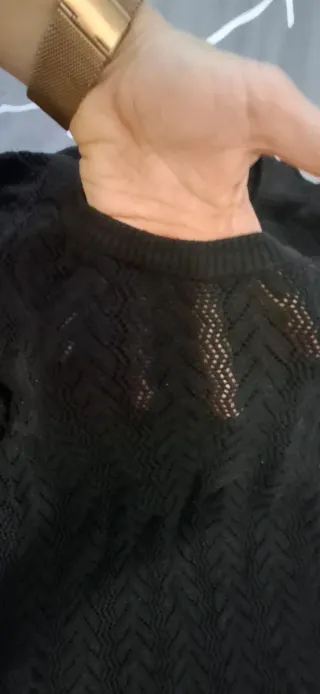 Jersey calado negro manga 3/4 t. S.