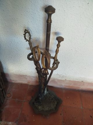 Juego de chimenea metal y madera