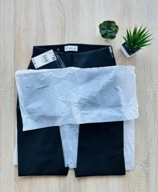 Pantalón efecto piel Mango negro