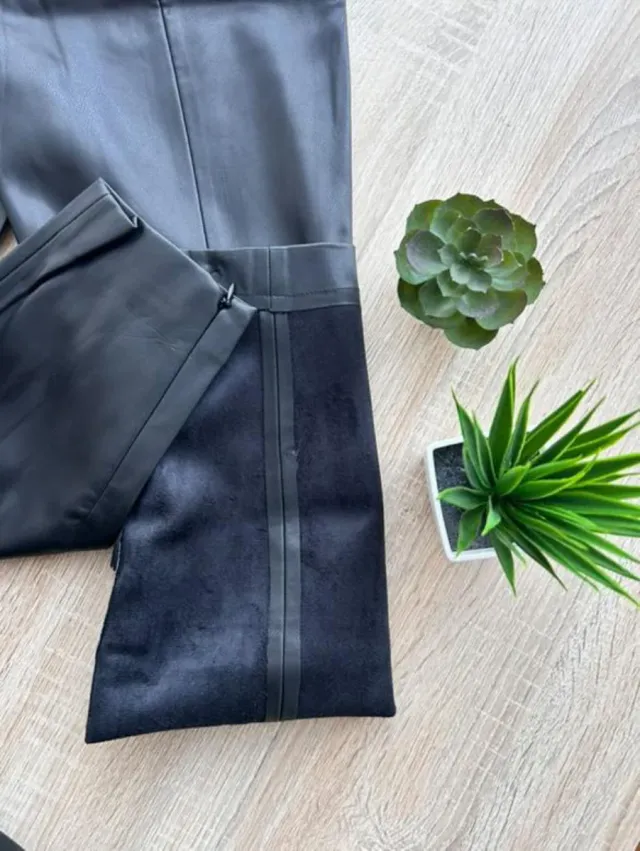 Pantalón efecto piel Mango negro