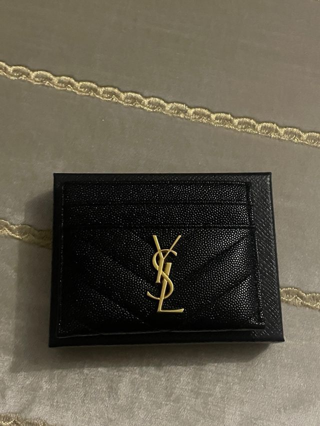 Tarjetero YSL Negro y Dorado