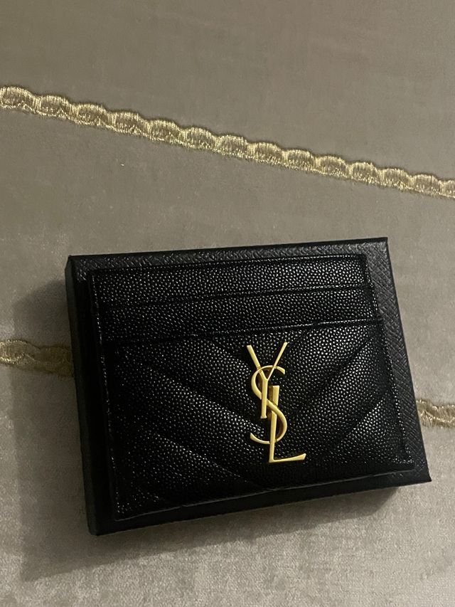 Tarjetero YSL Negro y Dorado