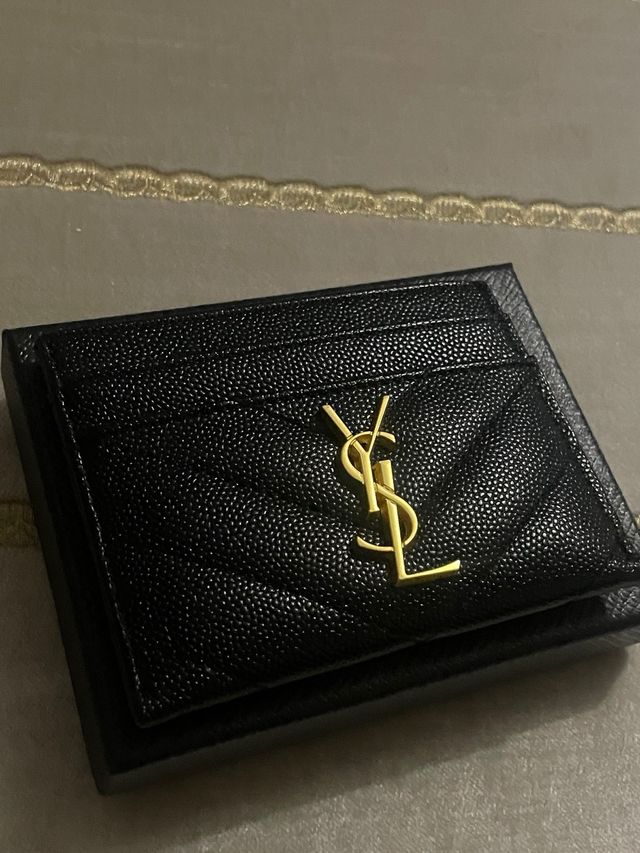Tarjetero YSL Negro y Dorado