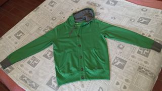 Felpa con cappuccio e bottoni verde Tg L