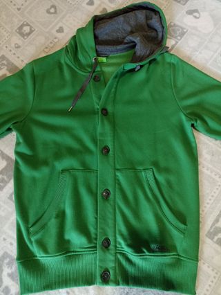 Felpa con cappuccio e bottoni verde Tg L