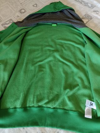 Felpa con cappuccio e bottoni verde Tg L