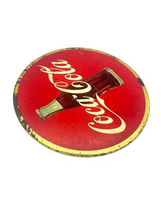 Insegna Coca-Cola rotonda vintage 22,5 cm Marque Déposée anni 60/70