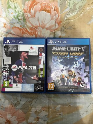 2 Juegos PS4: FIFA 21 y Minecraft Story Mode.