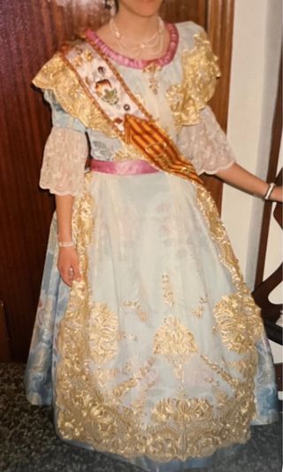 Traje de fallera de niña azul celeste