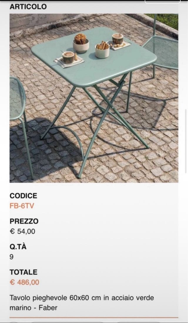 Set Tavoli e Sedie Dehor