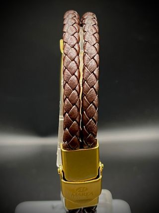 Pulsera Marea Hombre Cuero Dorado