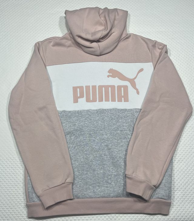 Sudadera Puma niña con capucha rosa y gris