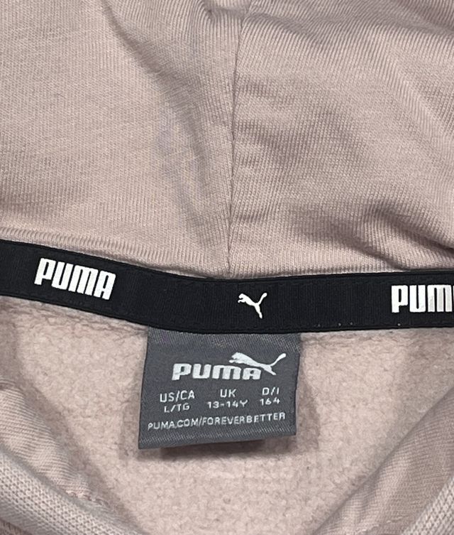 Sudadera Puma niña con capucha rosa y gris