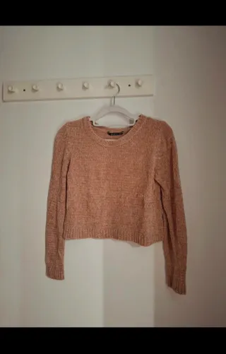 Jersey crop corto tacto suave rosa talla M pequeña