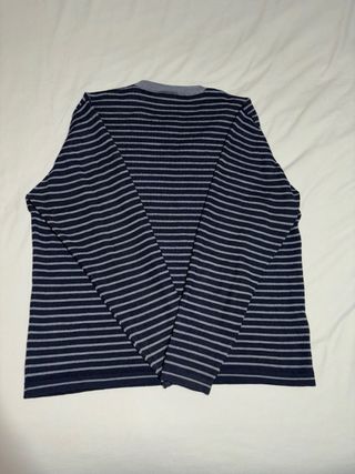 Jersey Lacoste Lana Rayas Azul/Gris