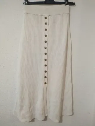 Falda larga Zara botones beige