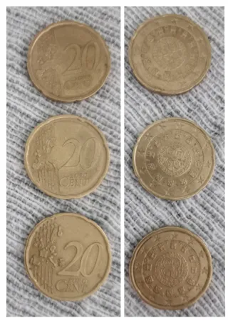 10 Monedas de 0,20€ de Colección Doradas. Portugal