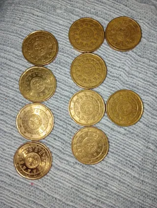 10 Monedas de 0,20€ de Colección Doradas. Portugal