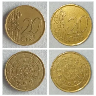 10 Monedas de 0,20€ de Colección Doradas. Portugal