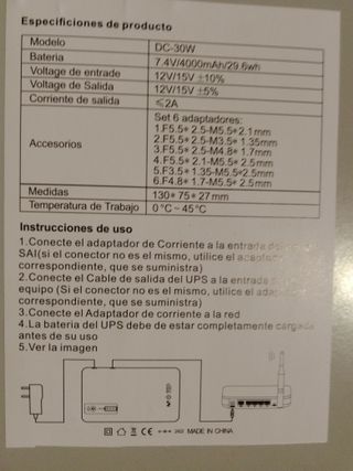 SAI/UPS 12V Master Power Cámaras/Router