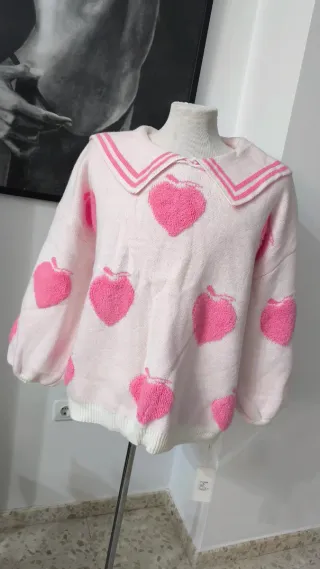 Jersey Mochy oversize rosa y blanco