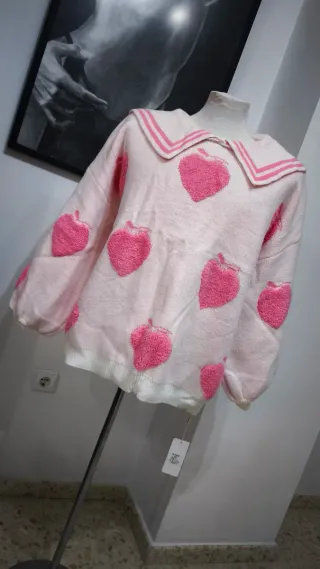 Jersey Mochy oversize rosa y blanco