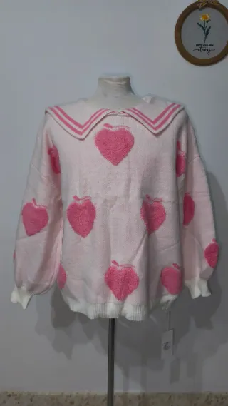 Jersey Mochy oversize rosa y blanco