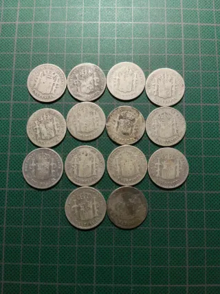15 Monedas 1 Peseta PLATA distintos años