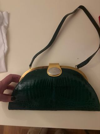 Borsa vintage pelle effetto coccodrillo
