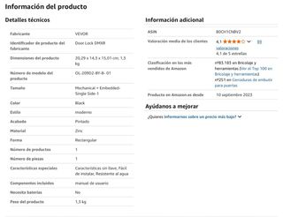 Cerradura Vevor Mecánica Nueva