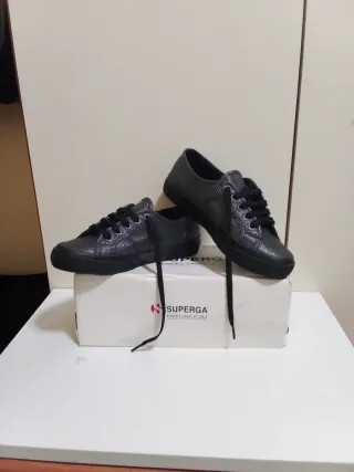 Superga Scarpe Donna Laminato Nero 38