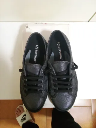 Superga Scarpe Donna Laminato Nero 38