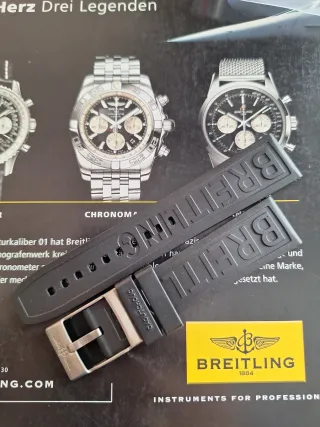 Para Breitling correa  Caucho Negra 22mm