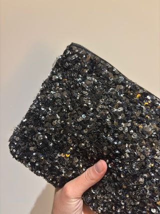 Bolso de fiesta lentejuelas negro y plata